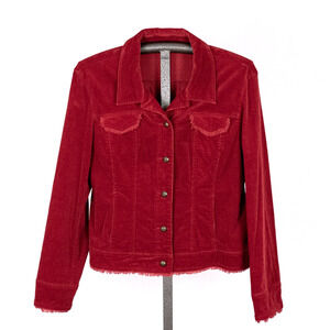 Womens Y2K Classic Corduroy Jacket SZ 14 Raw Hem Maroon Red Western Rory Gilmore
